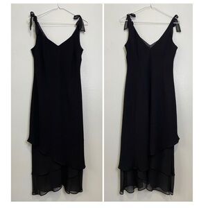 Evan-Picone Sweetheart Neckline Bow Straps Dress Size 8 Little Black Dress Y2K